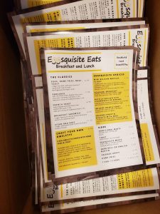 Menus Printed for Eggsquisite Eats, A New Breakfast & Lunch Spot on the Island