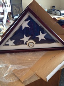 Former Navy Veteran - Flag passed on to his family in California - packed and shipped