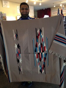 Fahim with Handmade Pueblo Shawl - March 2014 - Packed and Shipped to Texas